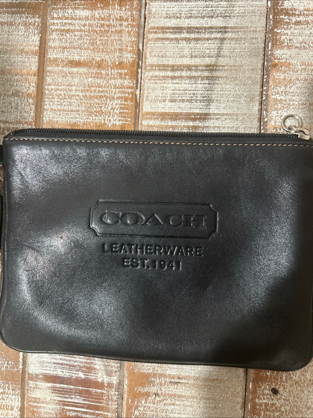 Coach Black Leather Wristlet Pouch with Detachable Strap 5x7 - Picture 2 of 5